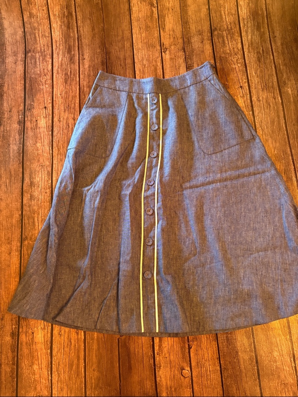 Talbots Cotton/Linen A-Line Button-Front Skirt Sz 4